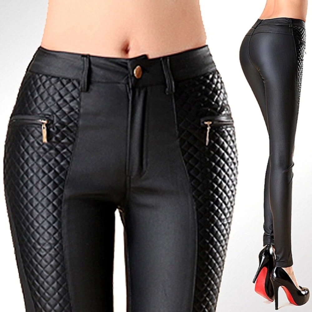 Leather Patchwork Pants